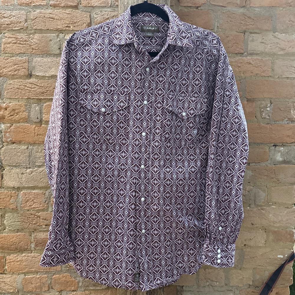 Ariat Men's Shirt Size M Tribal Print Long Sleeve Pearl Snap Western Rodeo